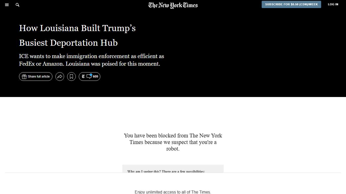 How Louisiana Built Trump’s Busiest ICE Deportation Hub - The New York Times