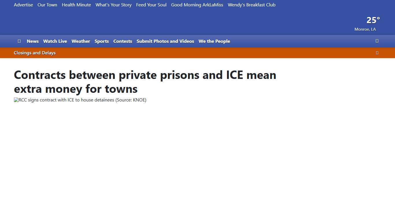 Contracts between private prisons and ICE mean extra money for towns